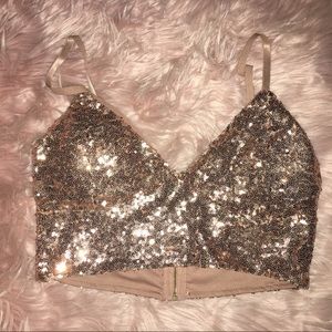 Rose gold sequin crop top